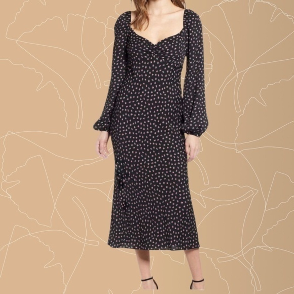 AFRM Black Maxi Dress with Pink Accents